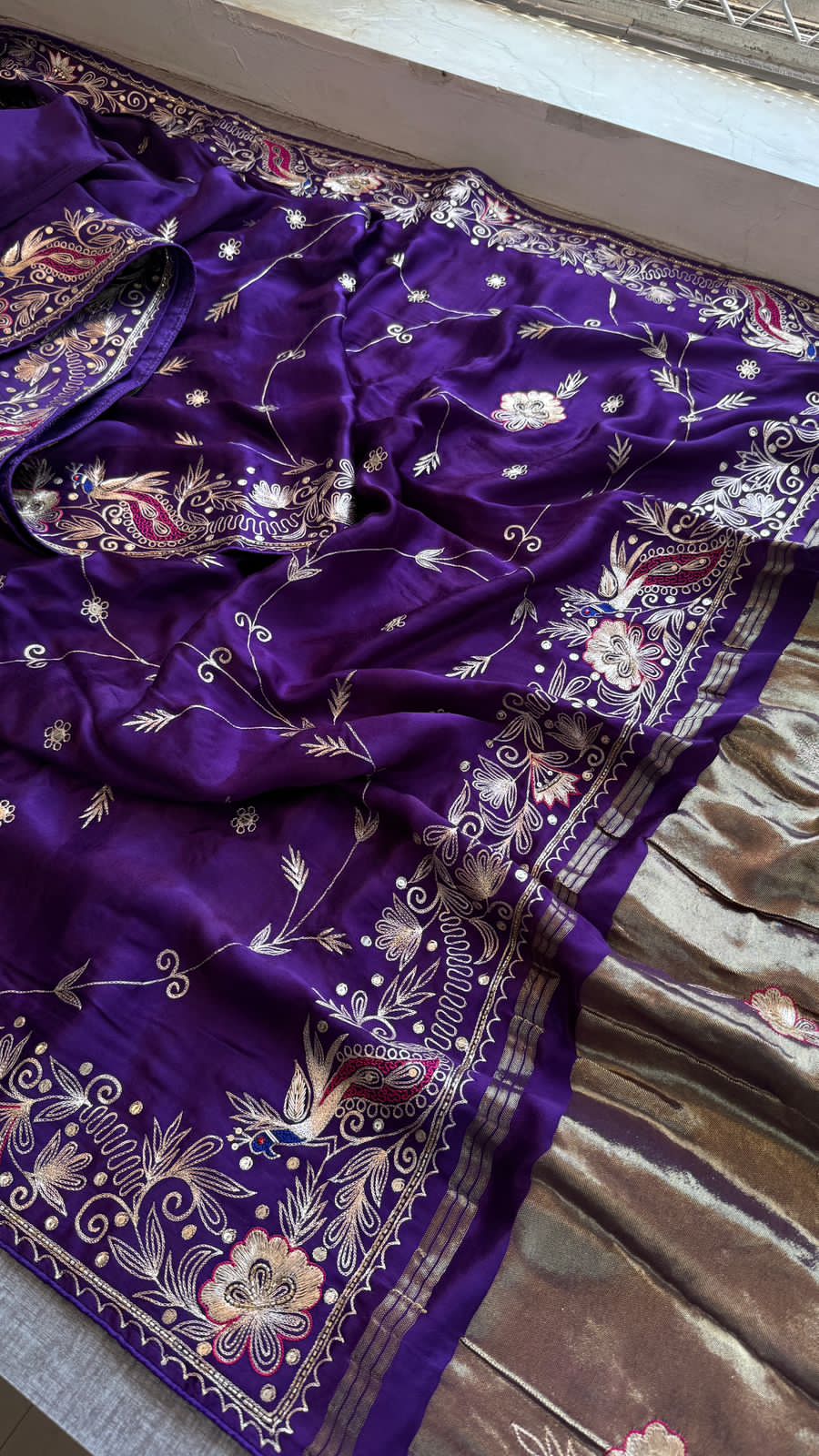 Zardozi And Resham On Pure Gajji Silk · 56 Artisan Hours of work · The Neelambari Edit