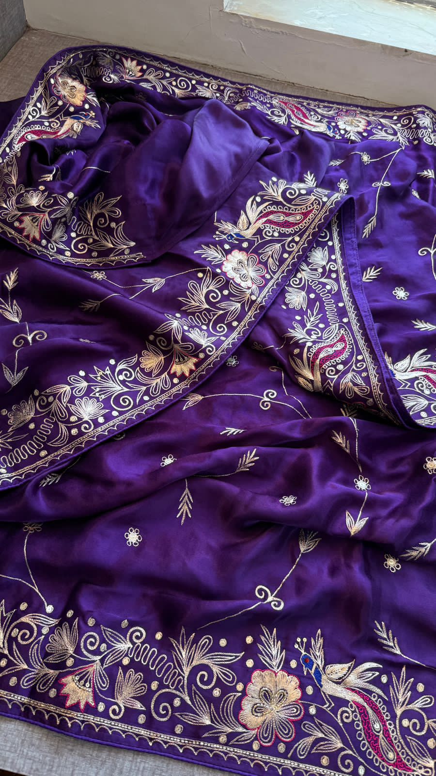 Zardozi And Resham On Pure Gajji Silk · 56 Artisan Hours of work · The Neelambari Edit
