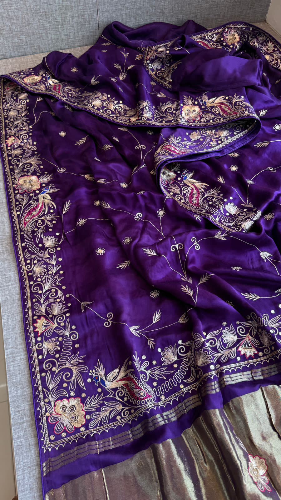 Zardozi And Resham On Pure Gajji Silk · 56 Artisan Hours of work · The Neelambari Edit