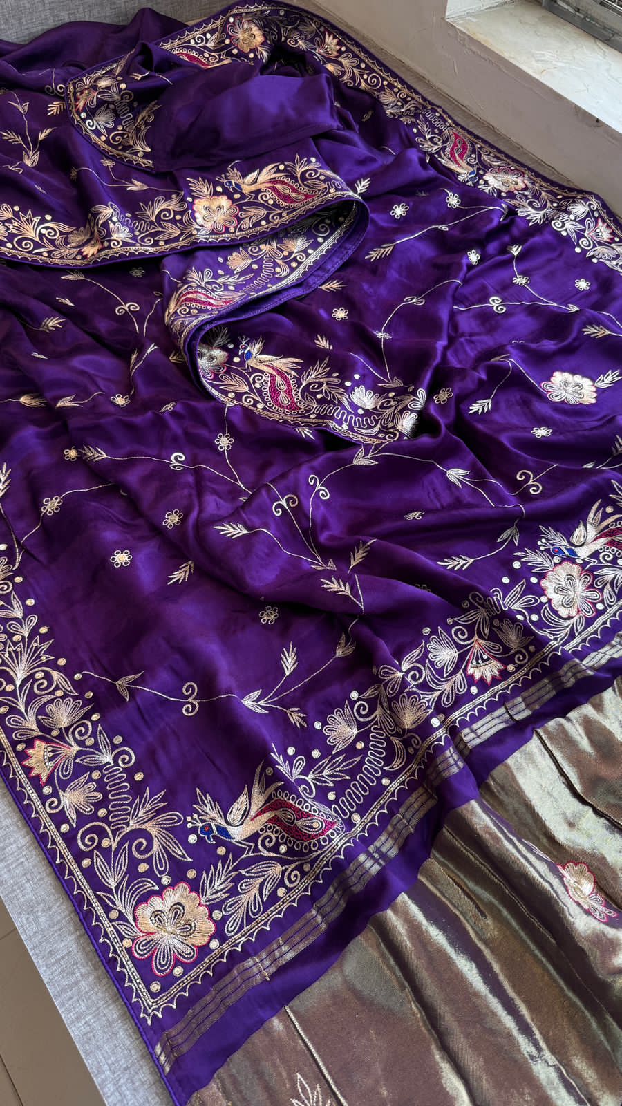 Zardozi And Resham On Pure Gajji Silk · 56 Artisan Hours of work · The Neelambari Edit