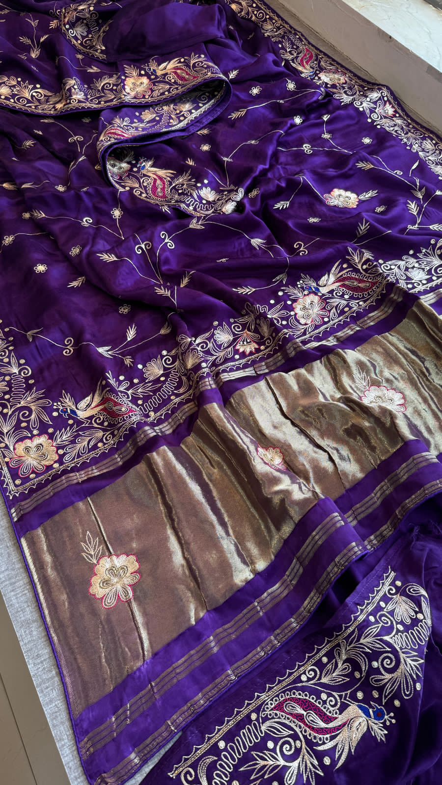 Zardozi And Resham On Pure Gajji Silk · 56 Artisan Hours of work · The Neelambari Edit