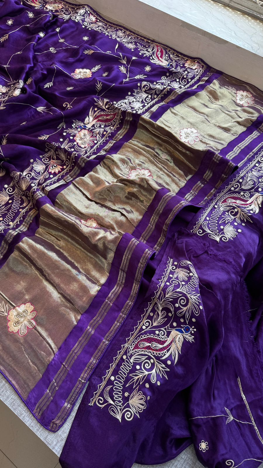 Zardozi And Resham On Pure Gajji Silk · 56 Artisan Hours of work · The Neelambari Edit