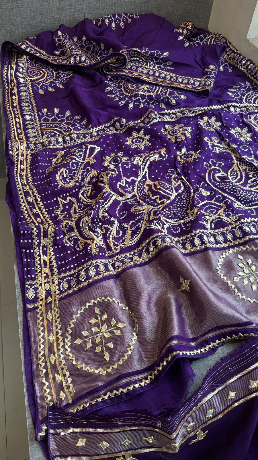Sikhiya Gotta Patti On Munga Silk Lakdi Patta · 48 Artisan Hours of work · The Gajra Edit