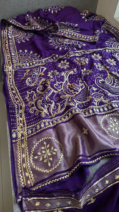 Sikhiya Gotta Patti On Munga Silk Lakdi Patta · 48 Artisan Hours of work · The Gajra Edit