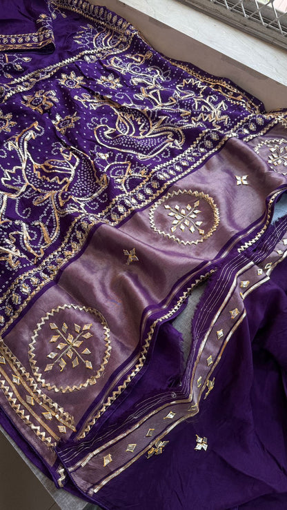 Sikhiya Gotta Patti On Munga Silk Lakdi Patta · 48 Artisan Hours of work · The Gajra Edit