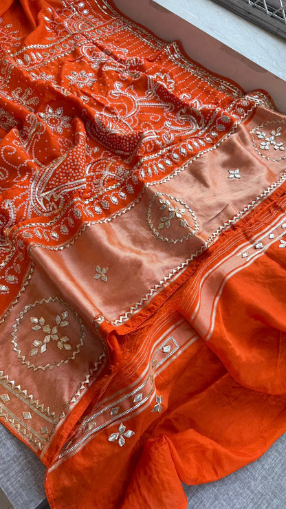 Sikhiya Gotta Patti On Munga Silk Lakdi Patta · 48 Artisan Hours of work · The Gajra Edit