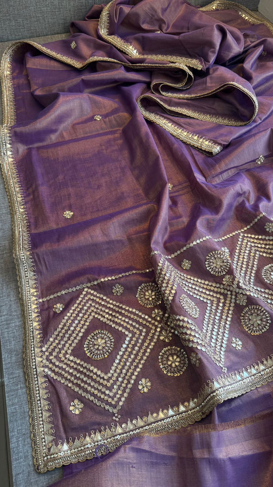 Gotta Patti Pearl And Zardozi On Cosmo Munga Silk · 54 Artisan Hours of work · The Gulnaar Edit