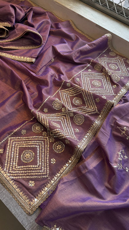 Gotta Patti Pearl And Zardozi On Cosmo Munga Silk · 54 Artisan Hours of work · The Gulnaar Edit