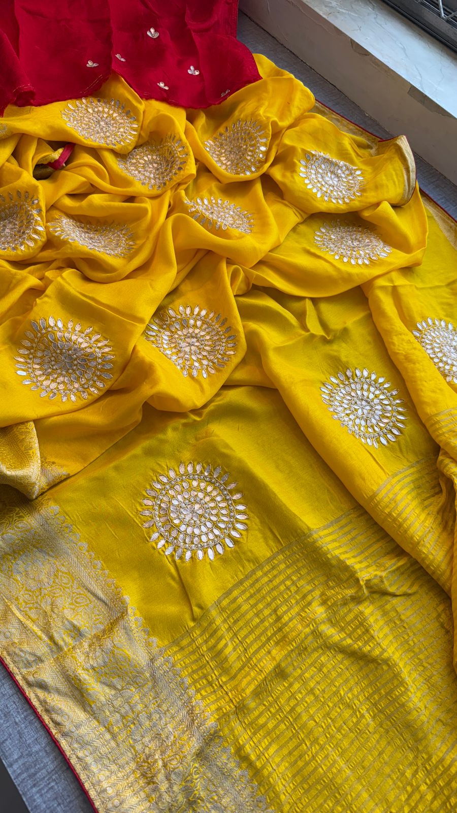 Zardozi Gotta Patti And Pearl On Munga Silk Banarasi · 16 Artisan Hours of work · The Noorbagh Edit
