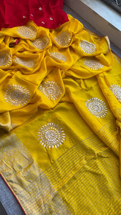 Zardozi Gotta Patti And Pearl On Munga Silk Banarasi · 16 Artisan Hours of work · The Noorbagh Edit