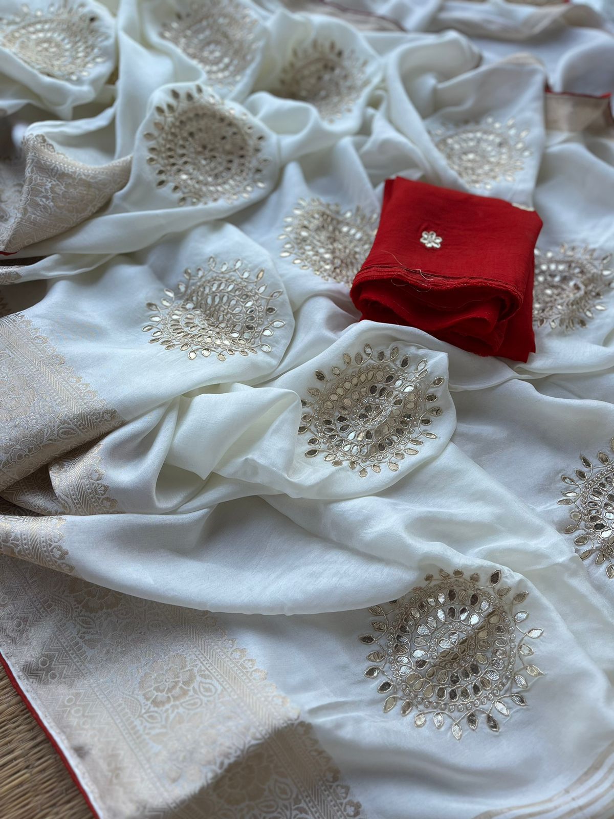 Zardozi Gotta Patti And Pearl On Munga Silk Banarasi · 16 Artisan Hours of work · The Noorbagh Edit