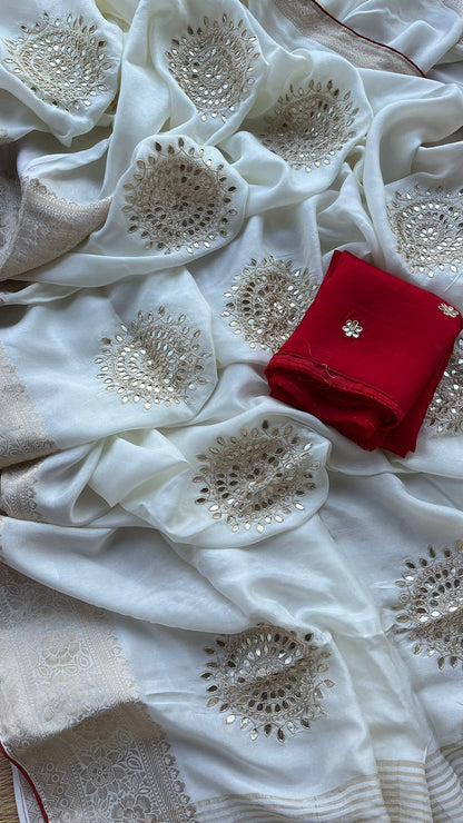 Zardozi Gotta Patti And Pearl On Munga Silk Banarasi · 16 Artisan Hours of work · The Noorbagh Edit