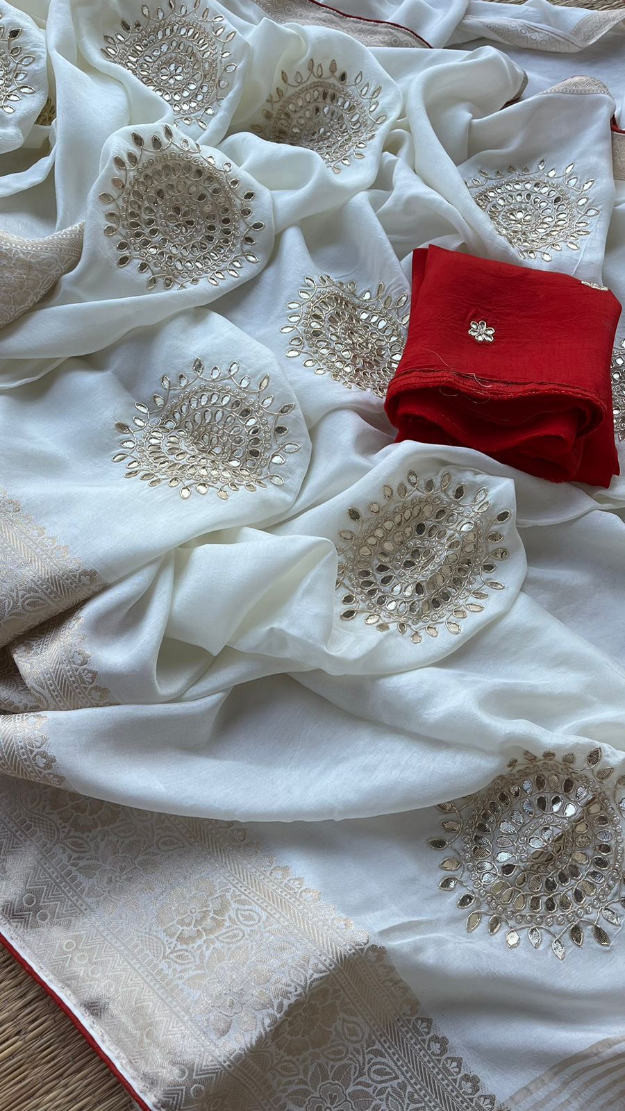 Zardozi Gotta Patti And Pearl On Munga Silk Banarasi · 16 Artisan Hours of work · The Noorbagh Edit