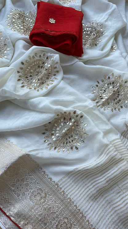 Zardozi Gotta Patti And Pearl On Munga Silk Banarasi · 16 Artisan Hours of work · The Noorbagh Edit