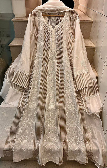 Sequins And Katdana On Chanderi Tissue Panel Anarkali · 64 Artisan Hours of work · The Gulposh Edit