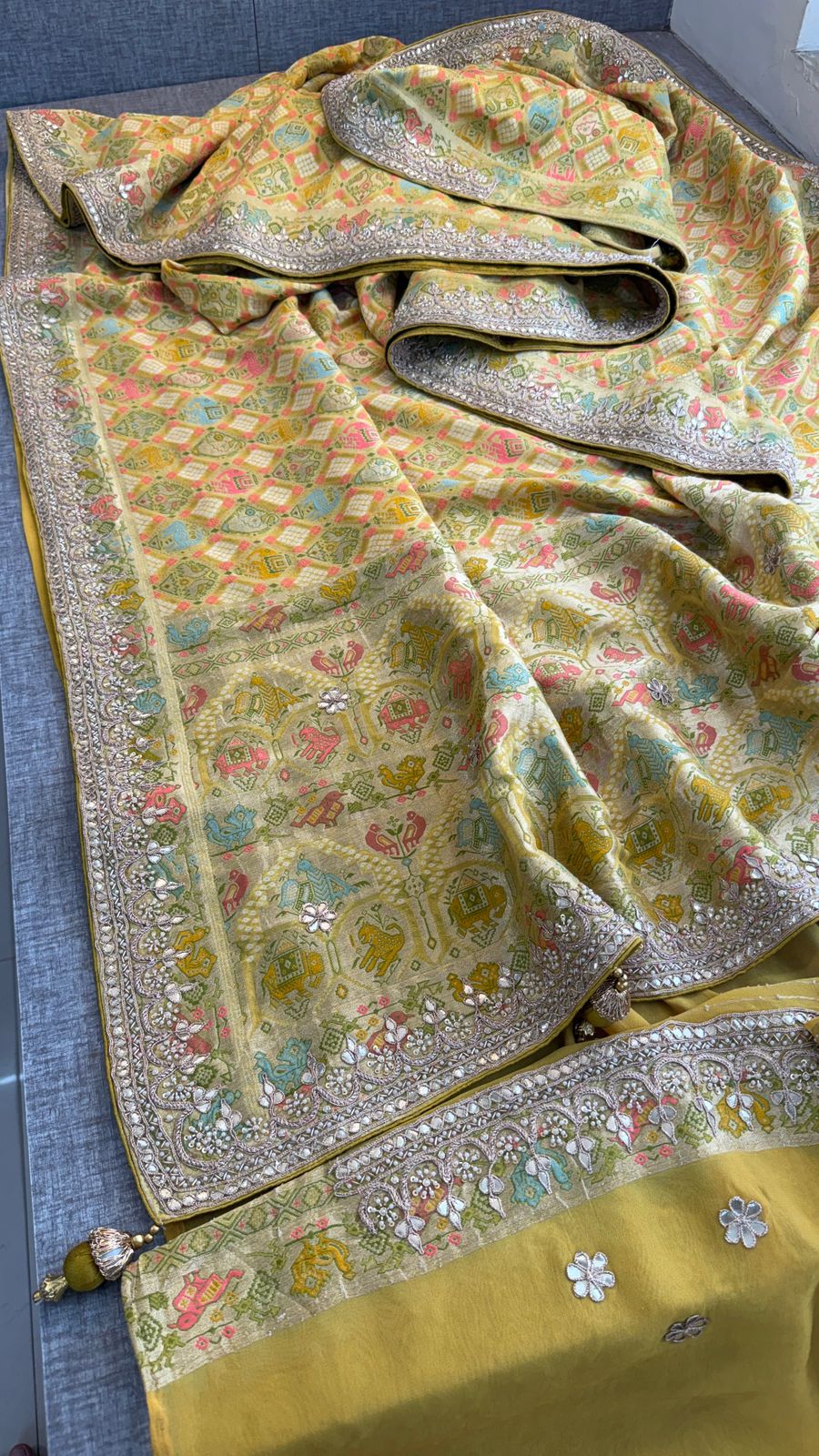 Zardozi Gotta Patti Pearl And Sequins On Khaddi Georgette Banarasi · 72 Artisan Hours of work · The Mehfil Edit
