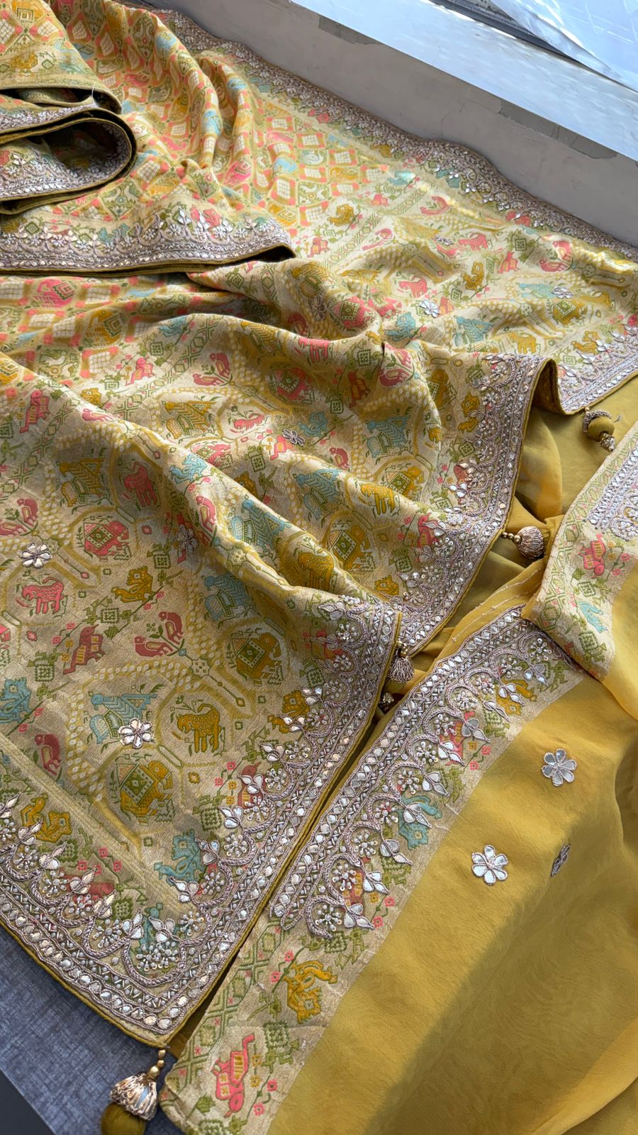 Zardozi Gotta Patti Pearl And Sequins On Khaddi Georgette Banarasi · 72 Artisan Hours of work · The Mehfil Edit