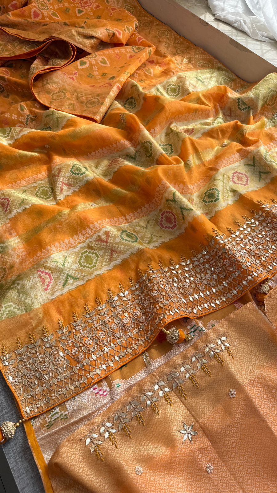 Gotta Patti Zardozi And Resham On Patola Silk Banarasi · 44 Artisan Hours of work · The Rangmahal Edit