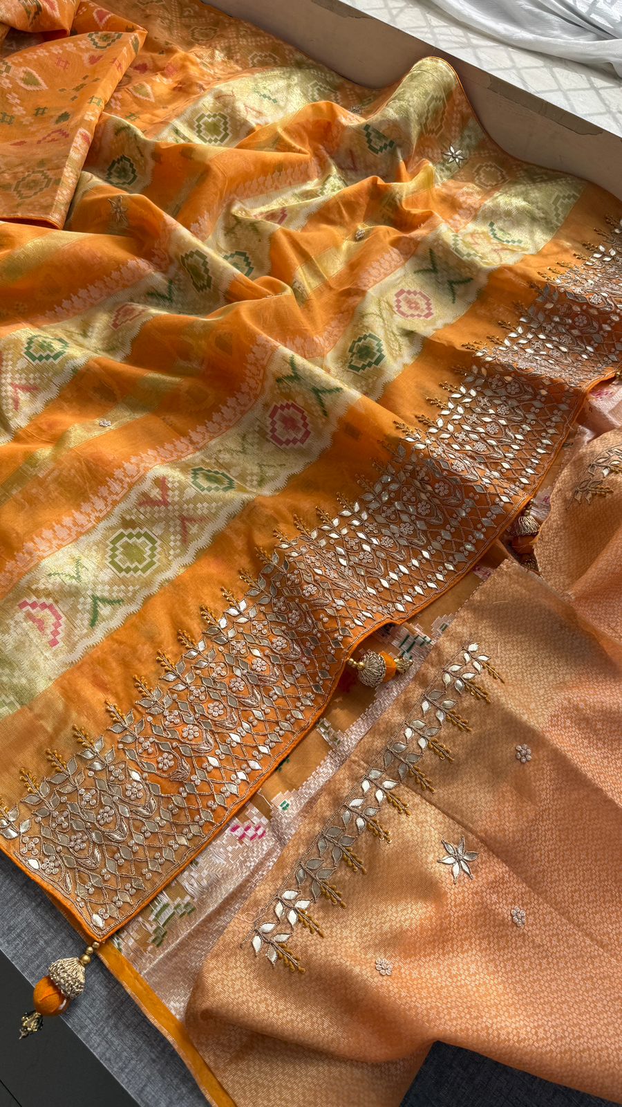 Gotta Patti Zardozi And Resham On Patola Silk Banarasi · 44 Artisan Hours of work · The Rangmahal Edit