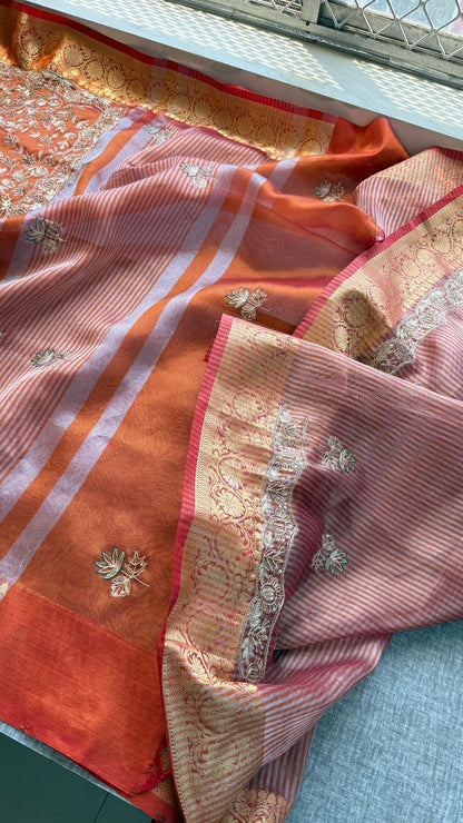 Kutdana Sequins And Resham On Tissue Silk Banarasi · 52 Artisan Hours of work · The Chaandni Edit