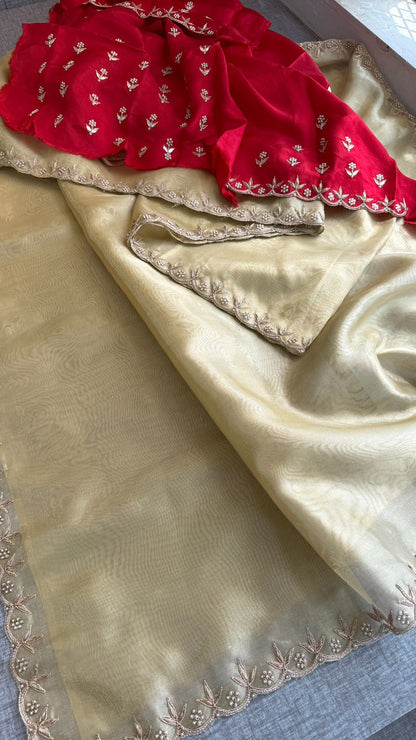 Zardozi Sequins And Pearl On Tissue Silk · 36 Artisan Hours of work · The Noor Edit