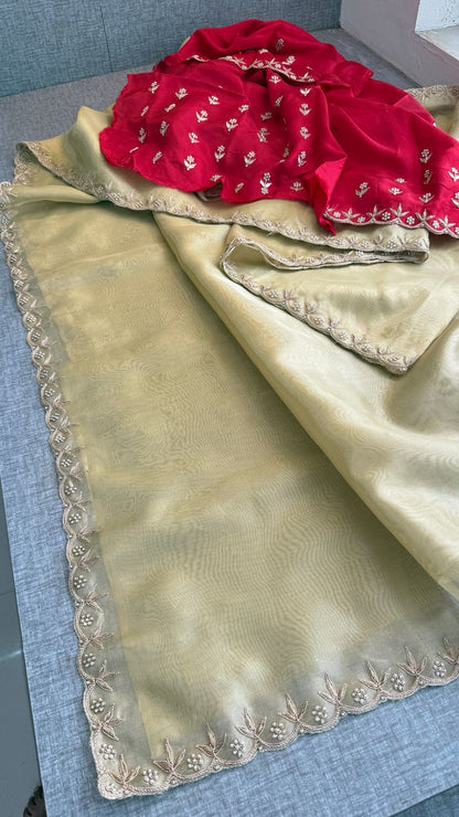 Zardozi Sequins And Pearl On Tissue Silk · 36 Artisan Hours of work · The Noor Edit