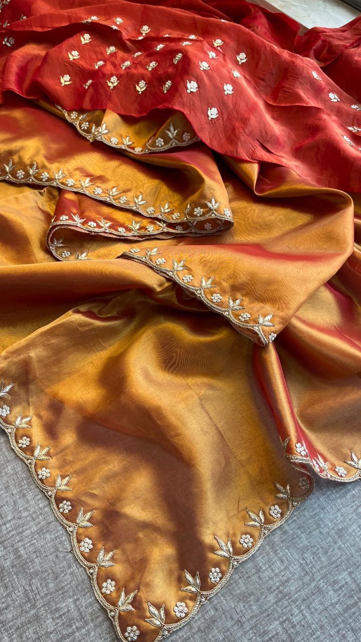 Zardozi Sequins And Pearl On Tissue Silk · 36 Artisan Hours of work · The Noor Edit