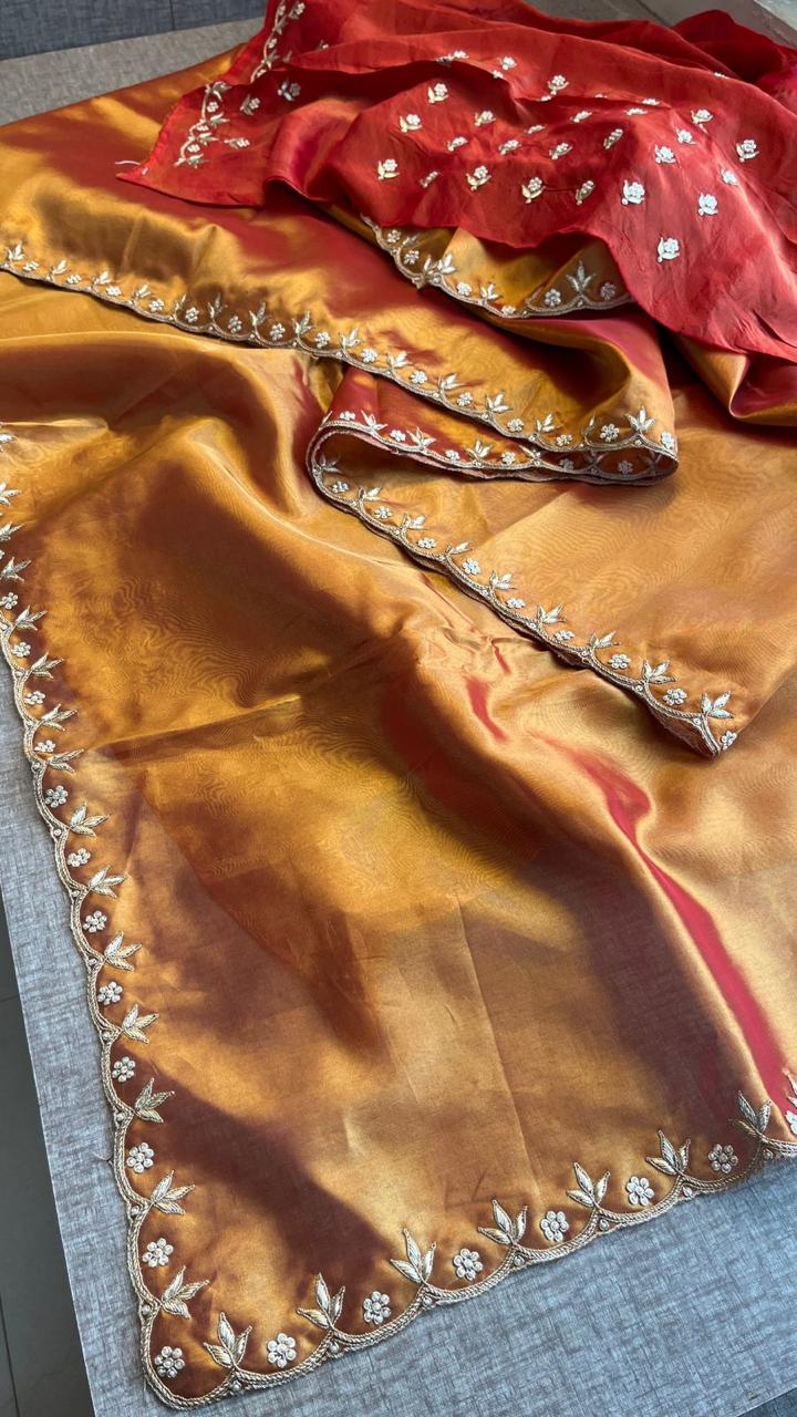 Zardozi Sequins And Pearl On Tissue Silk · 36 Artisan Hours of work · The Noor Edit