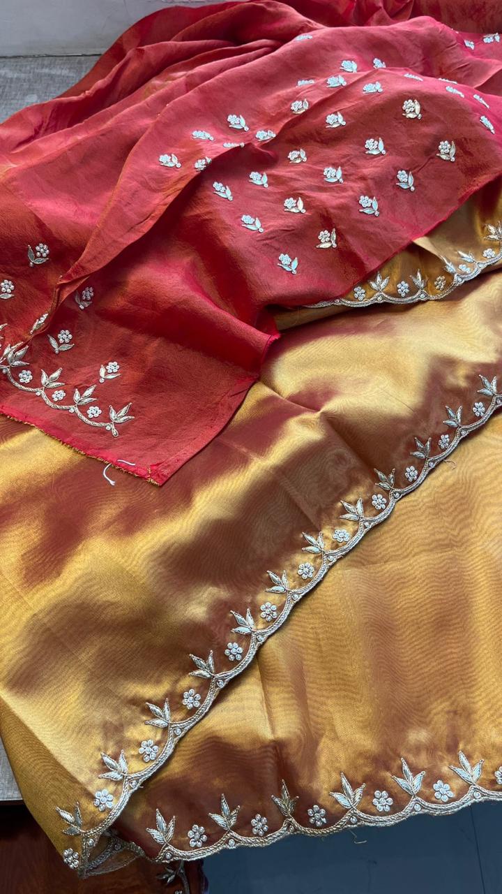 Zardozi Sequins And Pearl On Tissue Silk · 36 Artisan Hours of work · The Noor Edit