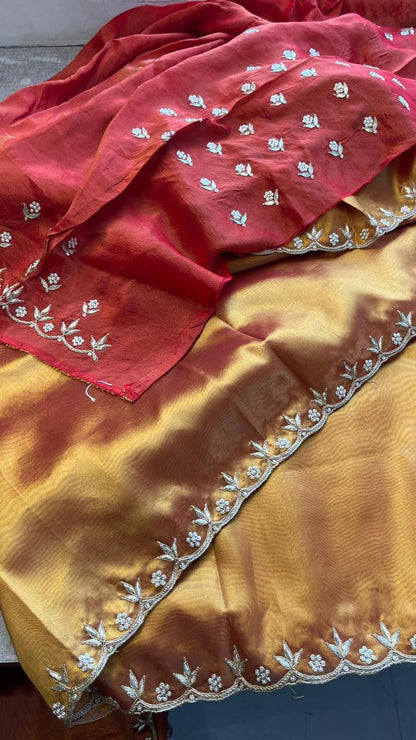 Zardozi Sequins And Pearl On Tissue Silk · 36 Artisan Hours of work · The Noor Edit