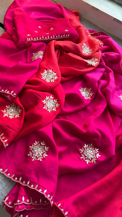 Zardozi Gotta Patti And Kutdana On Munga Silk Lakdi Patta · 26 Artisan Hours of work · The Rangrez Edit