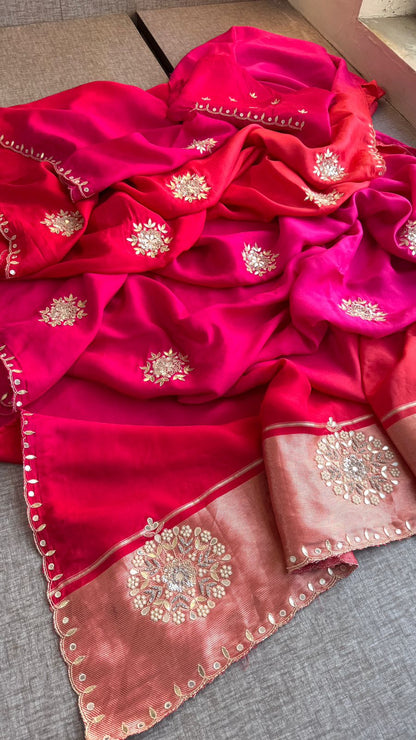 Zardozi Gotta Patti And Kutdana On Munga Silk Lakdi Patta · 26 Artisan Hours of work · The Rangrez Edit