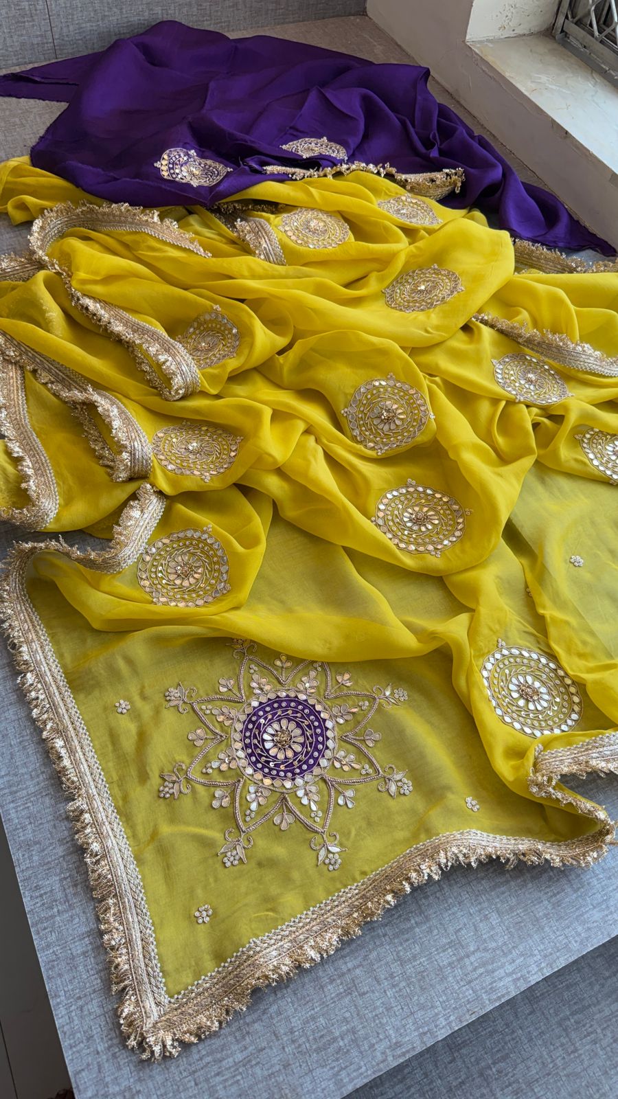 Zardozi Pearl And Gotta Patti On Organza Silk · 32 Artisan Hours of work · The Rooh Edit