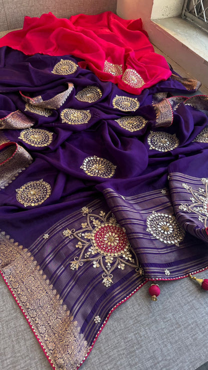 Zardozi Pearl And Gotta Patti On Munga Silk Banarasi · 34 Artisan Hours of work · The Jashn Edit