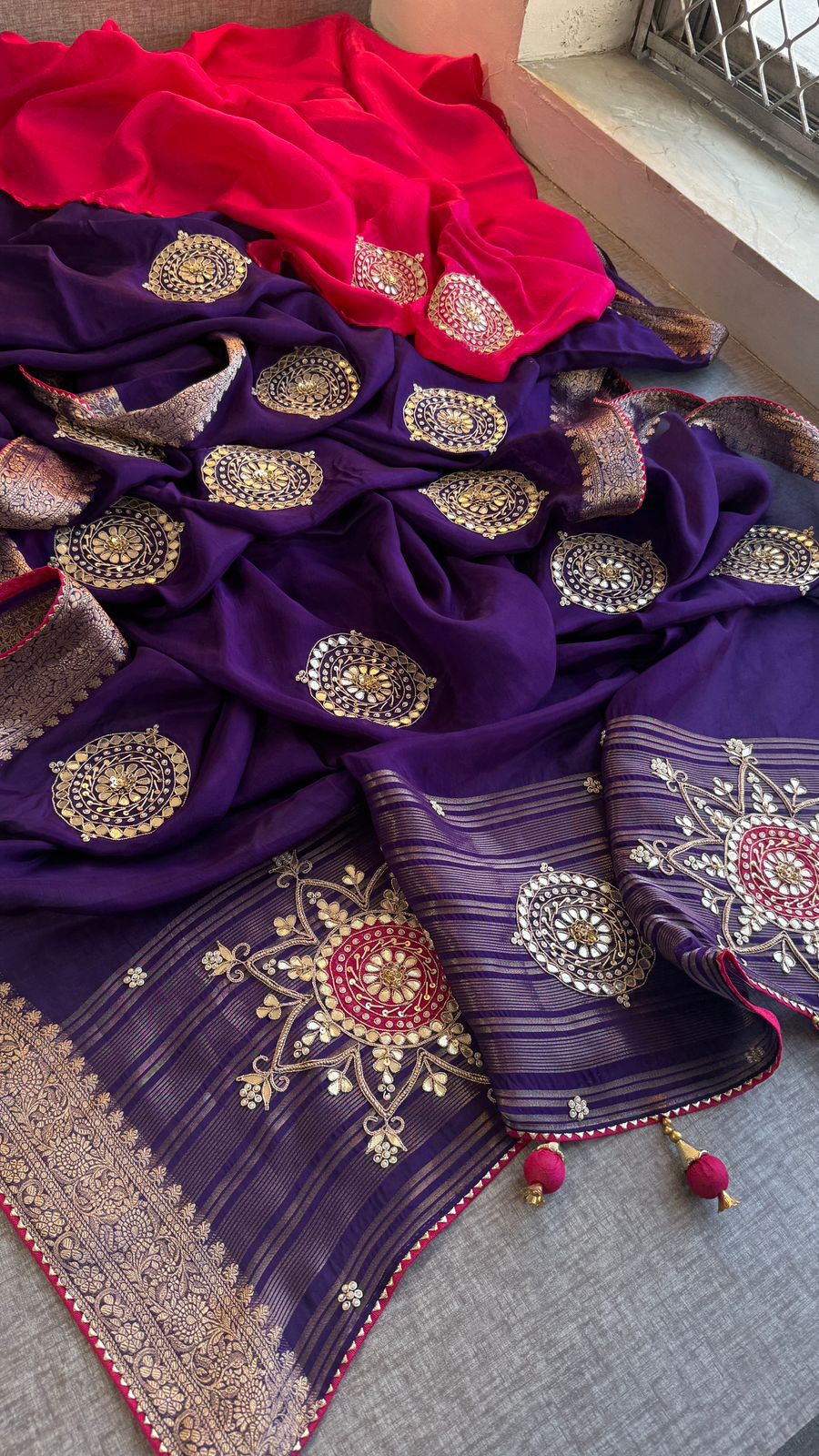Zardozi Pearl And Gotta Patti On Munga Silk Banarasi · 34 Artisan Hours of work · The Jashn Edit
