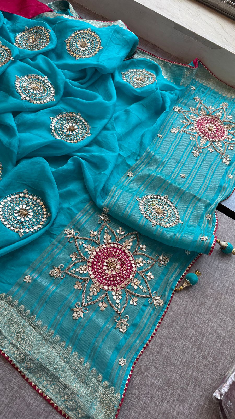 Zardozi Pearl And Gotta Patti On Munga Silk Banarasi · 34 Artisan Hours of work · The Jashn Edit