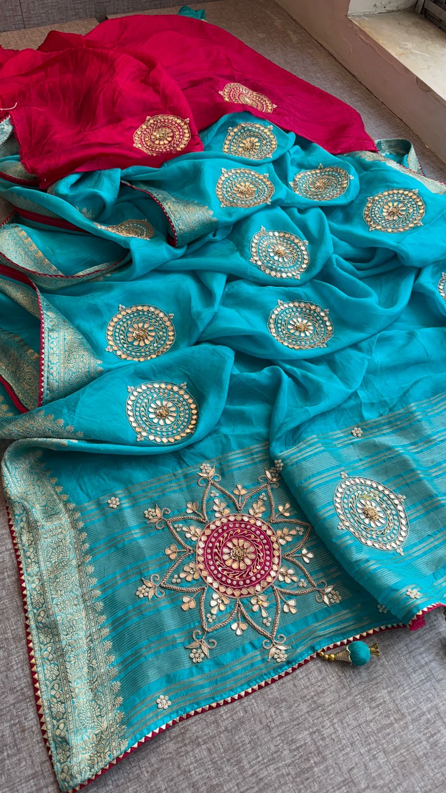 Zardozi Pearl And Gotta Patti On Munga Silk Banarasi · 34 Artisan Hours of work · The Jashn Edit