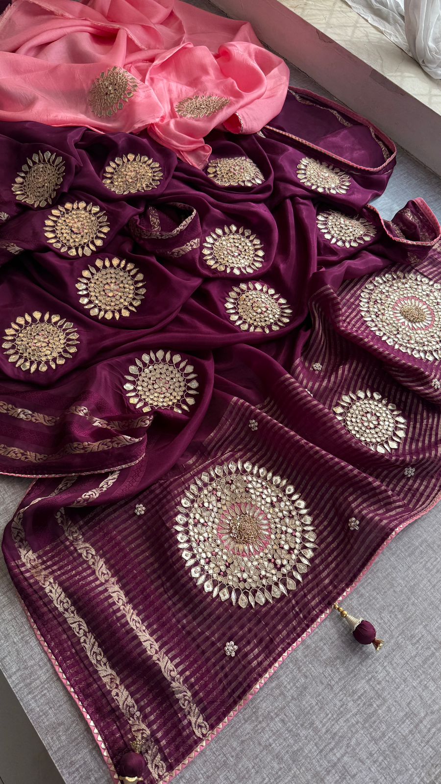 Zardozi Pearl And Gotta Patti On Munga Silk Banarasi · 34 Artisan Hours of work · The Jashn-e- Edit