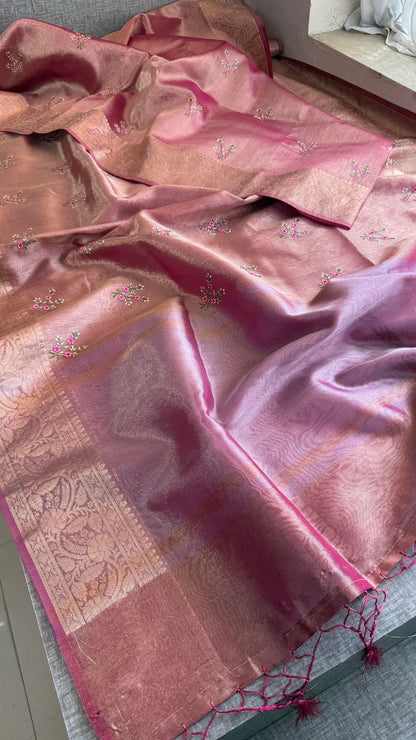 Multi-Thread Embroidery On Tissue Silk Banarasi · 16 Artisan Hours of work · The Rangriti Edit