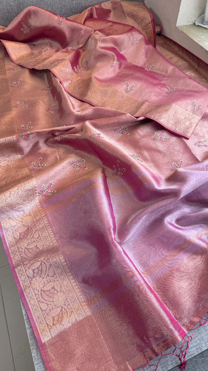 Multi-Thread Embroidery On Tissue Silk Banarasi · 16 Artisan Hours of work · The Rangriti Edit