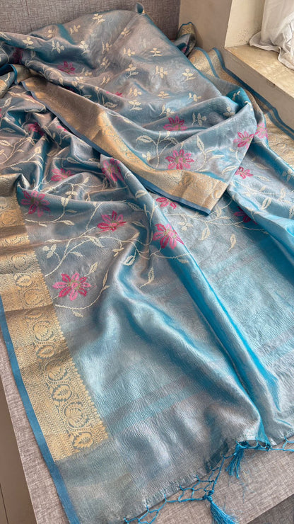 Multi-Thread Embroidery On Tissue Silk Banarasi · 18 Artisan Hours of work · The Rangriti Edit