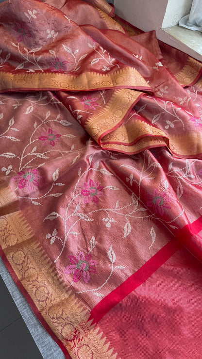 Multi-Thread Embroidery On Tissue Silk Banarasi · 18 Artisan Hours of work · The Rangriti Edit