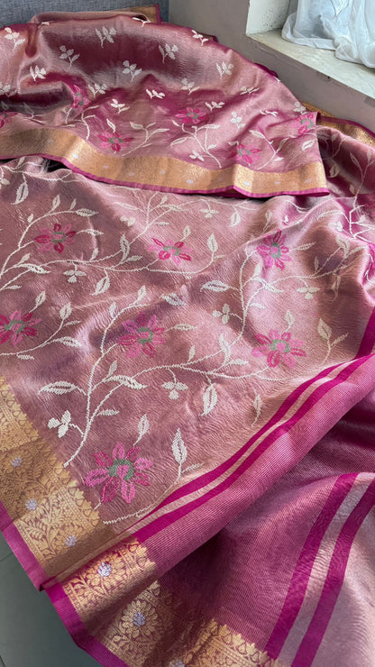 Multi-Thread Embroidery On Tissue Silk Banarasi · 18 Artisan Hours of work · The Rangriti Edit