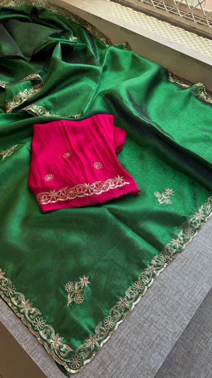 Zardozi Sequins And Pearl On Tissue Silk · 42 Artisan Hours of work · The Chaand Edit