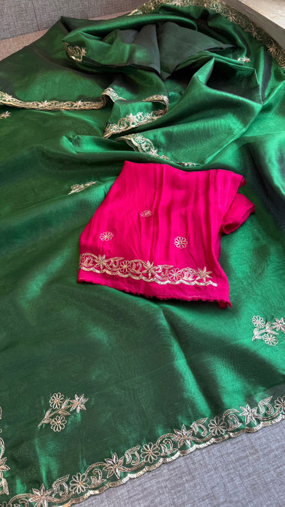 Zardozi Sequins And Pearl On Tissue Silk · 42 Artisan Hours of work · The Chaand Edit