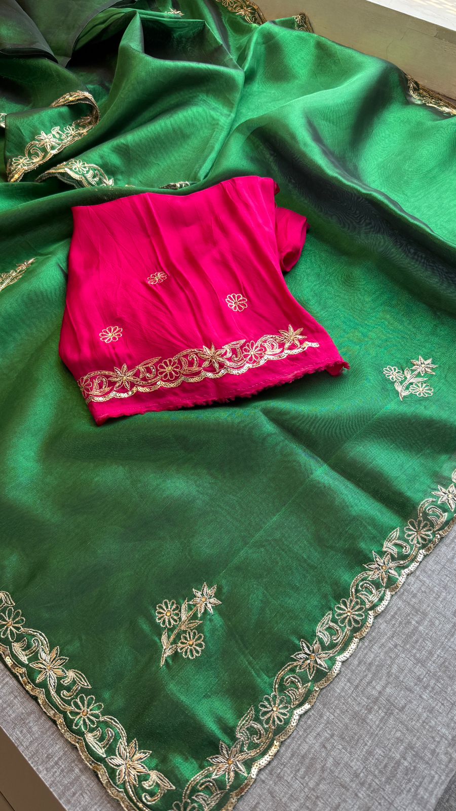 Zardozi Sequins And Pearl On Tissue Silk · 42 Artisan Hours of work · The Chaand Edit
