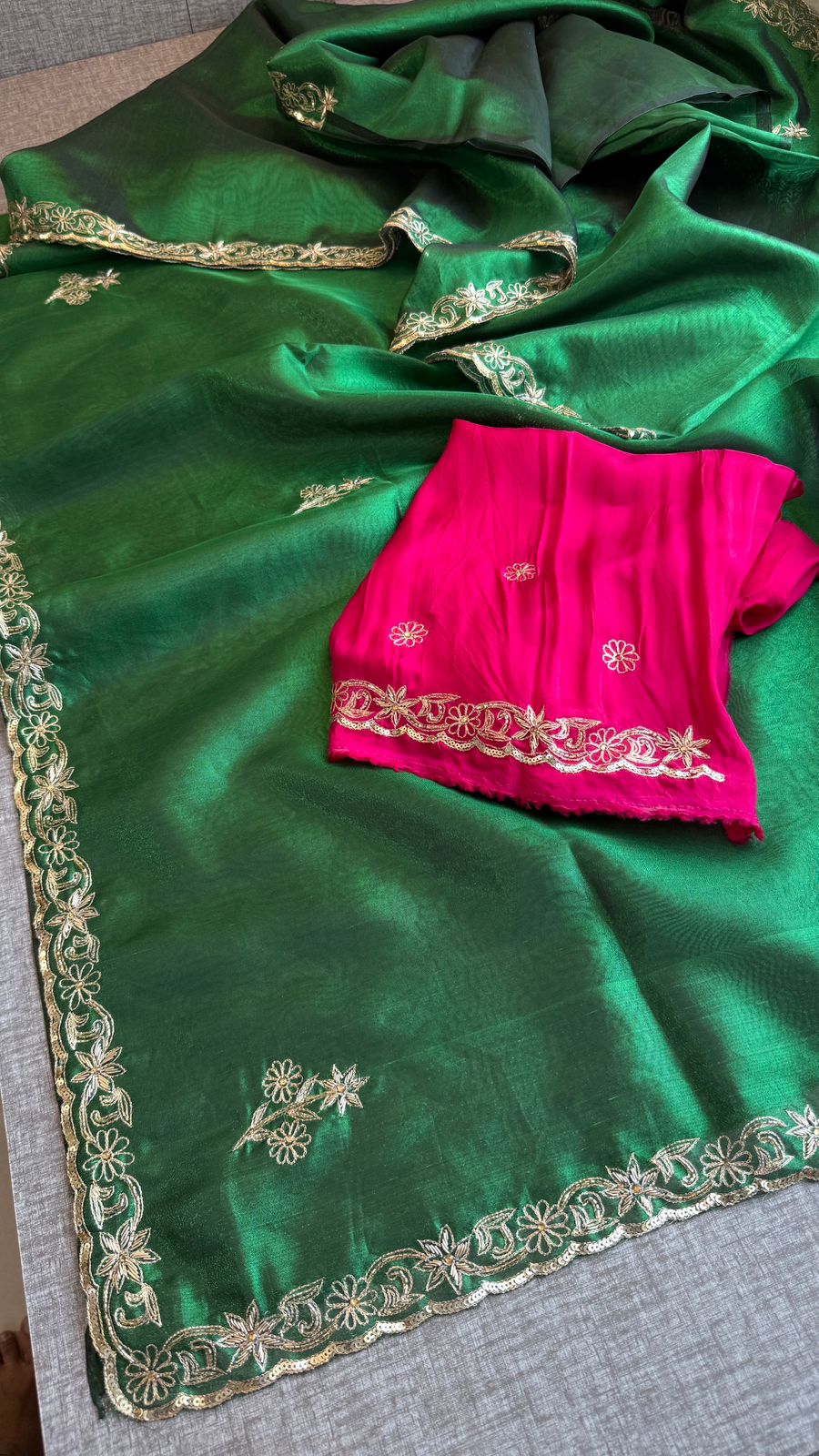 Zardozi Sequins And Pearl On Tissue Silk · 42 Artisan Hours of work · The Chaand Edit