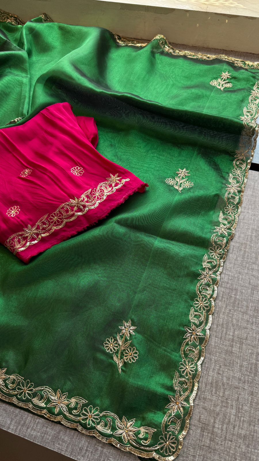 Zardozi Sequins And Pearl On Tissue Silk · 42 Artisan Hours of work · The Chaand Edit