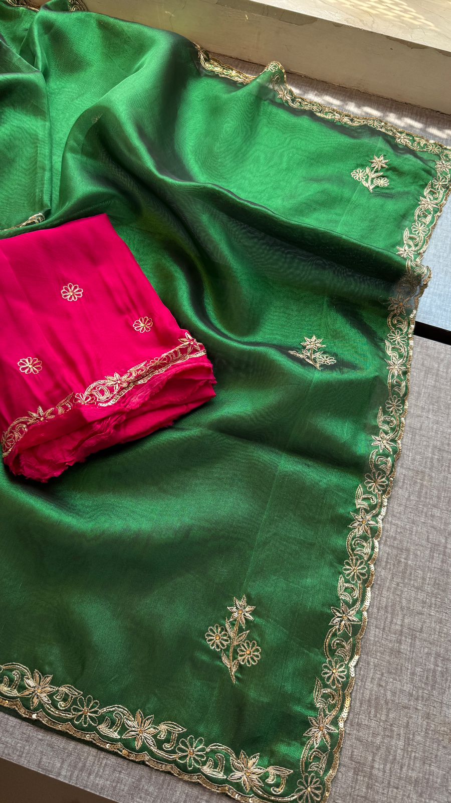 Zardozi Sequins And Pearl On Tissue Silk · 42 Artisan Hours of work · The Chaand Edit