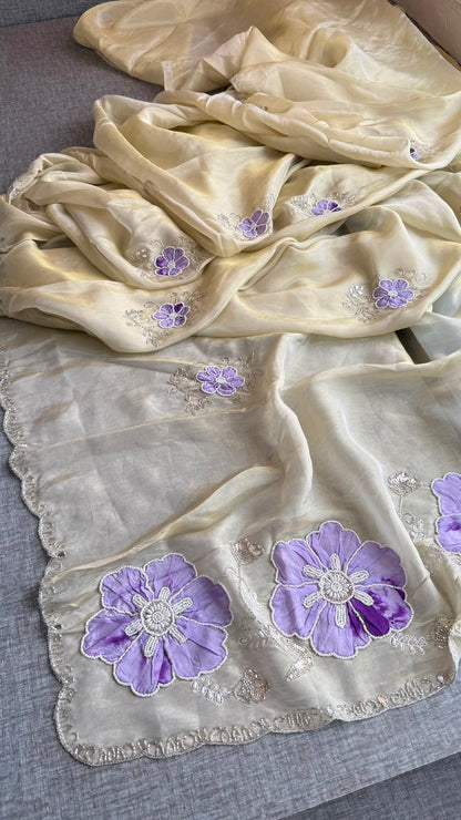 Appliqué, Kutdana & Pearl On Cosmo Munga Silk · 40 Artisan Hours of Work · The Gulmohar Petal Edit